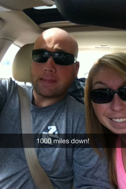 Snapchat: 1000 miles into the trip - middle of Ohio.